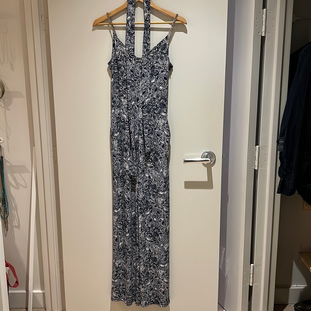 MICHAEL Michael Kors paisley printed jumpsuit with silver chain straps NWOT